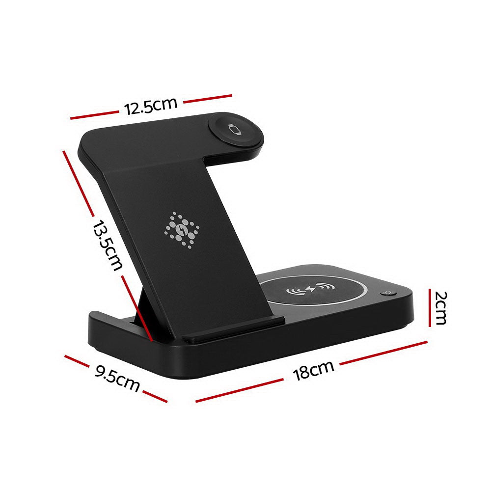 QuadCharger - 4 in 1 Wireless Charger - LED - Black