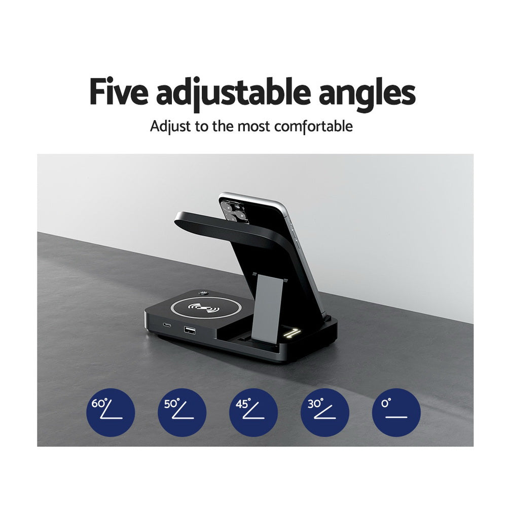 QuadCharger - 4 in 1 Wireless Charger - LED - Black