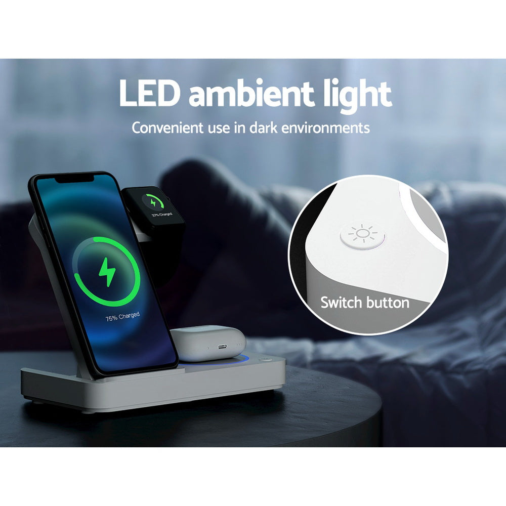 PowerHub 4 in 1 Wireless Charger - LED - White