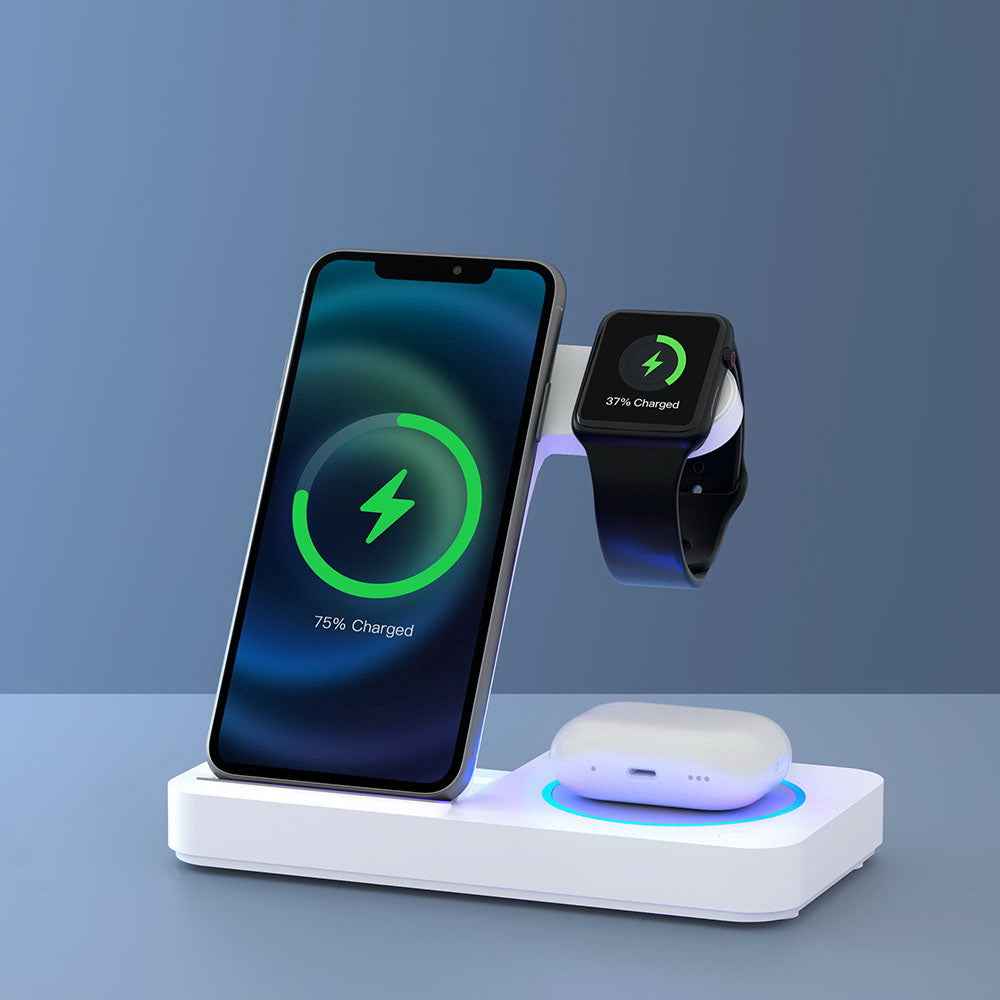 QuadCharger - 4 in 1 Wireless Charger - LED - Black