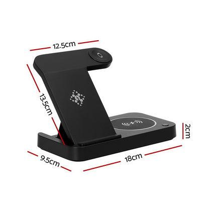 QuadCharger - 4 in 1 Wireless Charger - LED - Black